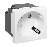 EKF Розетка 45х45 с зазем. 45 градусов, быстрозажимные клеммы, белая.