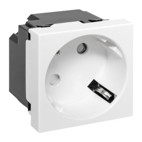 EKF Розетка 45х45 с зазем. 45 градусов, быстрозажимные клеммы, белая.