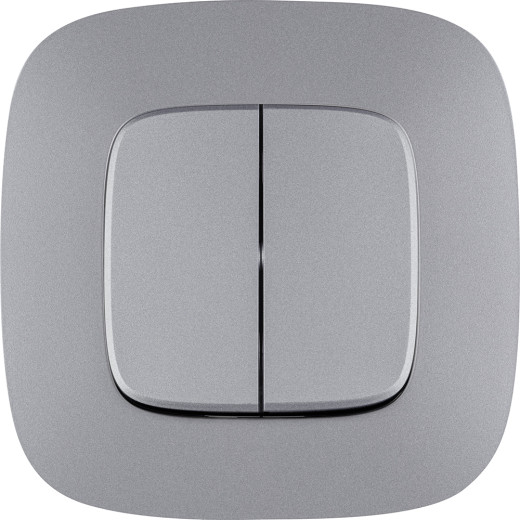 Valena ALLURE.Выключатель двухклавишный 10А 250В с лицевой панелью.Безвинтовые зажимы.Алюминий