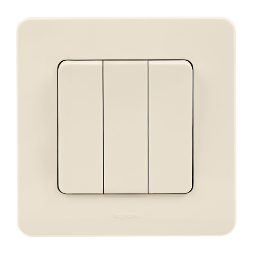 Выключатель трёхклавишный - Legrand/Daccord Inspiria - 10АХ 250В винтовые зажимы - слоновая кость
