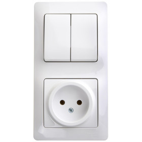 Systeme Electric Glossa Бел Блок: розетка и 2-кл. выключатель
