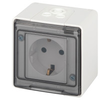 ЭРА Розетка Эксперт 11-2501-01 с заземлением с крышкой 2P+E IP55 16A-250В ОУ белый