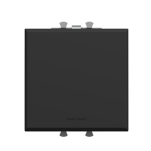 Выключатель двухполюсный одноклавишный модульный, Avanti, черный матовый, 2 модуля