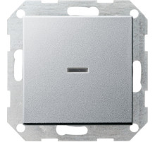 Gira S-55 Алюминий Переключатель 1-клав нажимной в сборе с клавишей(самовозврат)контрольн подсв