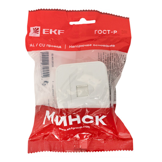 Минск Розетка Phone 1-местная ОП белая EKF Basic