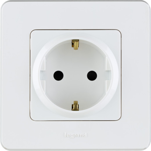 Розетка с заземлением - Legrand/Daccord Inspiria - со шторками 16А 250В винтовые зажимы - белый