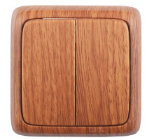 Hegel Альфа наруж Дуб ВА10-153-05 Выключатель 2-клавишный с изол. пластиной