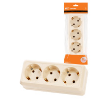 TDM Розетка 3-х местная горизонтальная 2П+3 открытой установки IP20 16A сл. кость 