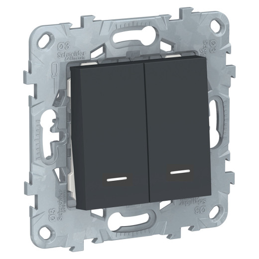UNICA NEW ВЫКЛ 2кл,2мод,подсв,2сх1а,АНТ