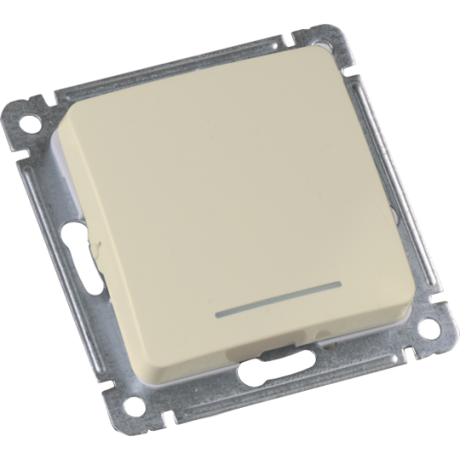 ВС10-432-01 Выключатель скрытой установки, одноклавишный, с индикацией, с самовозвратом, механизм, цвет слоновая кость