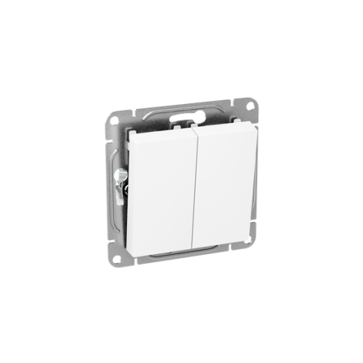 Механизм выключателя, двухклавишный, кнопочный, белый Эпика EKF