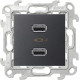 Зарядное устройство 2хUSB 2,1A, графит