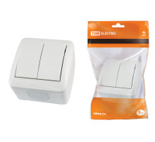 TDM Выключатель 2-кл. открытой установки IP44 10А белый 