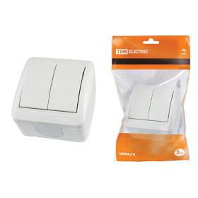 TDM Выключатель 2-кл. открытой установки IP44 10А белый 