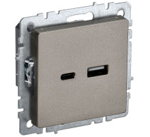 IEK BRITE BASE Шампань Розетка USB A+C 18Вт РЮ11-1-БрШ