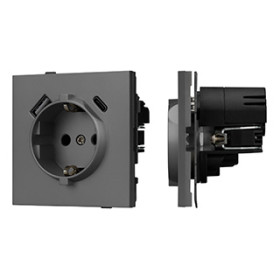 Arlight Механизм розетки с USB зарядкой SCT-TENDO-MUAC-SFPL-GR (230V, 16A) (-)