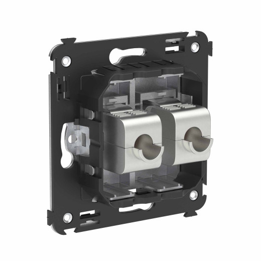 Компьютерная розетка RJ-45 без шторки в стену, кат.6А двойная экранированная, Avanti, закаленная сталь