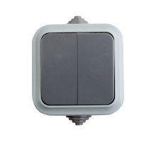 REXANT Выключатель двухклавишный влагозащищенный открытой установки IP 54, 10А.