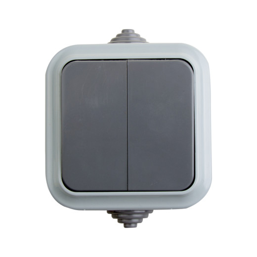 Выключатель двуxклавишный влагозащищенный открытой установки REXANT IP54, 10 А, А56-224 (03)