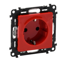 Legrand Valena LIFE Розетка сил. Красный 2К+З 16А 250В с з/ш, безвин. заж., с лиц. пан..