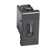 BT Axolute Антрацит Розетка USB для зарядки мобильных устройств 1,1А 230/5В. 1 модуль..