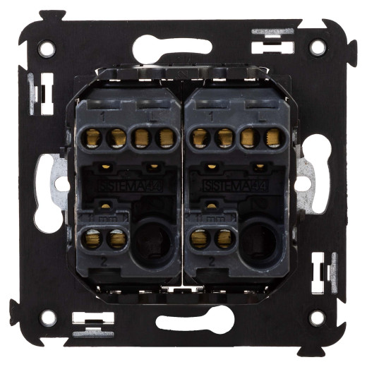 Переключатель двухклавишный в стену, Avanti, черный квадрат