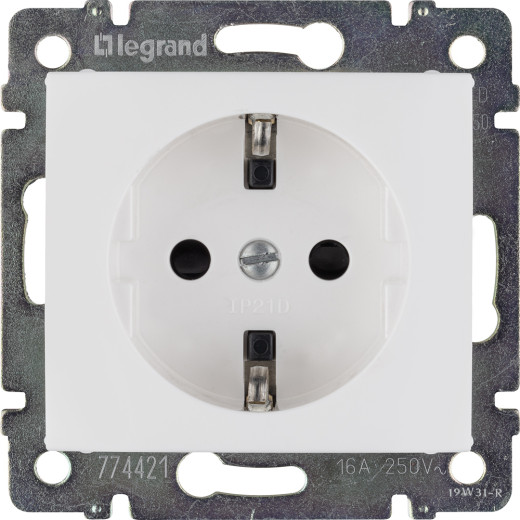 Розетка с заземлением - Legrand Valena - со шторками 16А 250В винтовые зажимы - белый