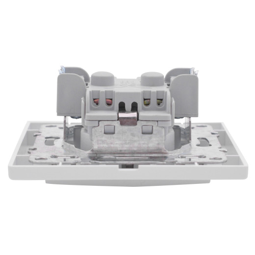 Минск Розетка 1-местная СП с заземлением 16А белая с защ. штор. EKF Basic