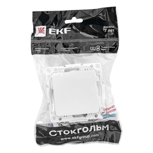 Стокгольм Механизм Выключателя 1-кл. 10А винтовые клеммы белый EKF PROxima