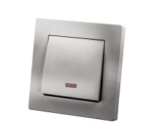 TDM Выключатель 1 кл. с подсветкой 10А серебр. металлик 