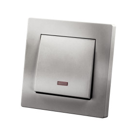 TDM Выключатель 1 кл. с подсветкой 10А серебр. металлик 