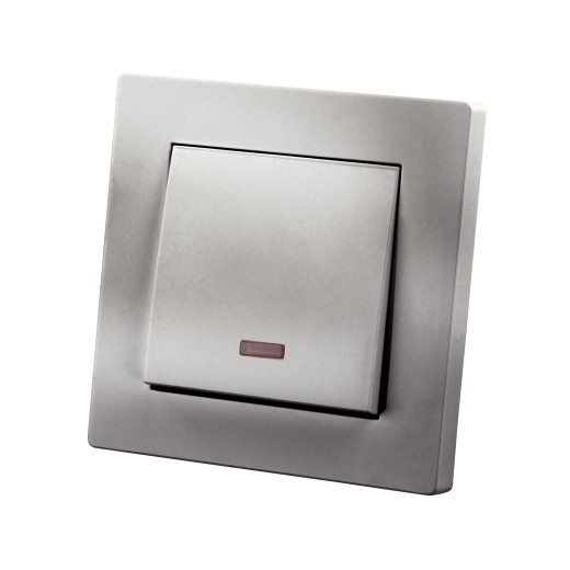 Выключатель 1 кл. с подсветкой 10А серебр. металлик 