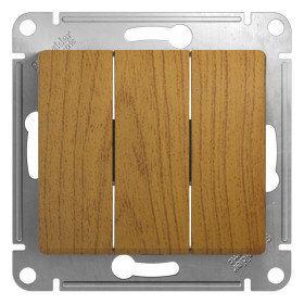 Systeme Electric Glossa Дерево Дуб Выключатель 3-клавишный, сх.3, 10АХ