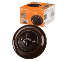 TDM Выключатель скрытой установки фарфоровый поворотный 2-кл. с ручкой (бантик) 10А коричневый «Болонь»