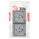 Розетка ЭРА Эксперт 11-2504-01 двойная с заземлением 2х2P+E горизонт IP55 шторки 16A-250В ОУ белый