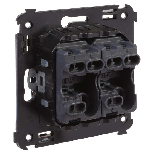 Выключатель двухклавишный в стену, Avanti, черный квадрат