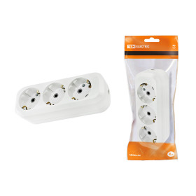 TDM Колодка розеточная 3 гнезда 2П+3 16А 250В белая