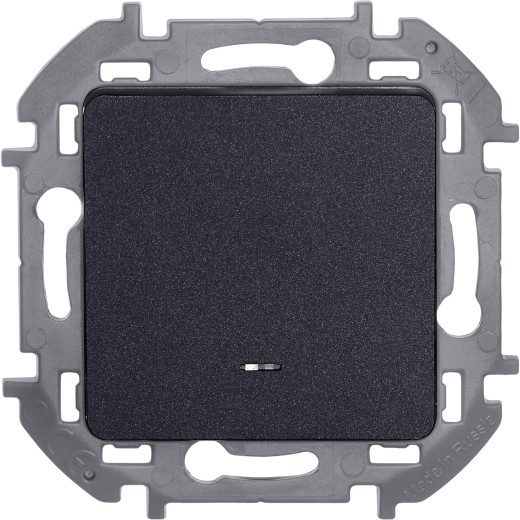 Переключатель одноклавишный с подсветкой/индикацией - Legrand/Daccord Inspiria - 10АХ 250В безвинтовые зажимы - антрацит