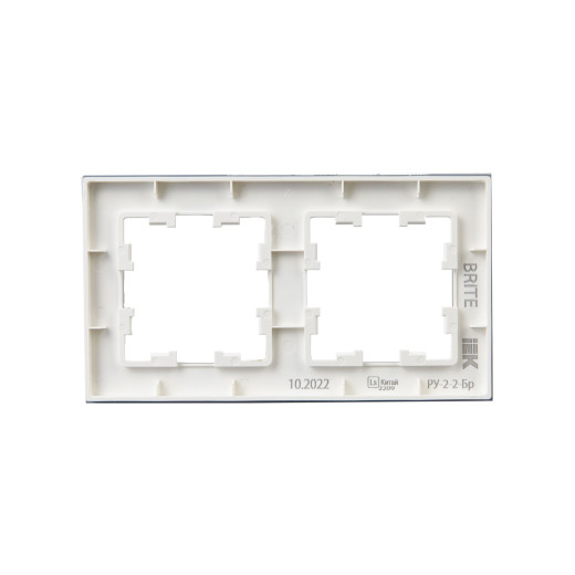 BRITE Рамка 2-мест. РУ-2-2-Бр стекло бел. матовый IEK