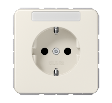 JUNG Штепсельная розетка SCHUKO 16A 250V~ с защитой от детей и полем для надписи, слоновая кость