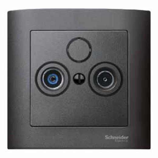 MERTEN ЦЕНТР.ПЛАТА двойной/тройной антенной розетки TV+FM+SAT , АНТРАЦИТ, SM