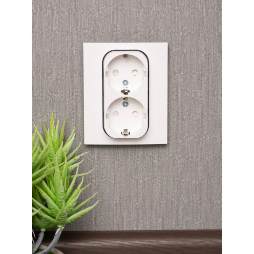 Стокгольм Рамка для розетки 2-местная белая с линией цвета черный EKF PROxima