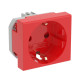 Розетка силовая 2Р+Е, со шторками, Viva, 2 мод., красная