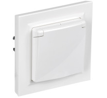 IEK BRITE BASE Белый Розетка с кр. 16А IP44 РСбш10-3-44-БрБ в сборе