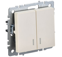 IEK BRITE BASE Бежевый Выкл. 2-к с инд 10А ВС10-2-1-БрКр