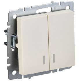 IEK BRITE BASE Бежевый Выкл. 2-к с инд 10А ВС10-2-1-БрКр