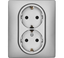 Розетка двойная с заземлением - Legrand/Daccord Inspiria - со шторками в сборе 16А 250В винтовые зажимы - алюминий.