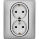 Розетка двойная с заземлением - Legrand/Daccord Inspiria - со шторками в сборе 16А 250В винтовые зажимы - алюминий