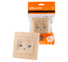 TDM Розетка телефонная RJ11 + компьютерная RJ45 сосна 