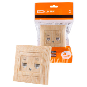 TDM Розетка телефонная RJ11 + компьютерная RJ45 сосна 
